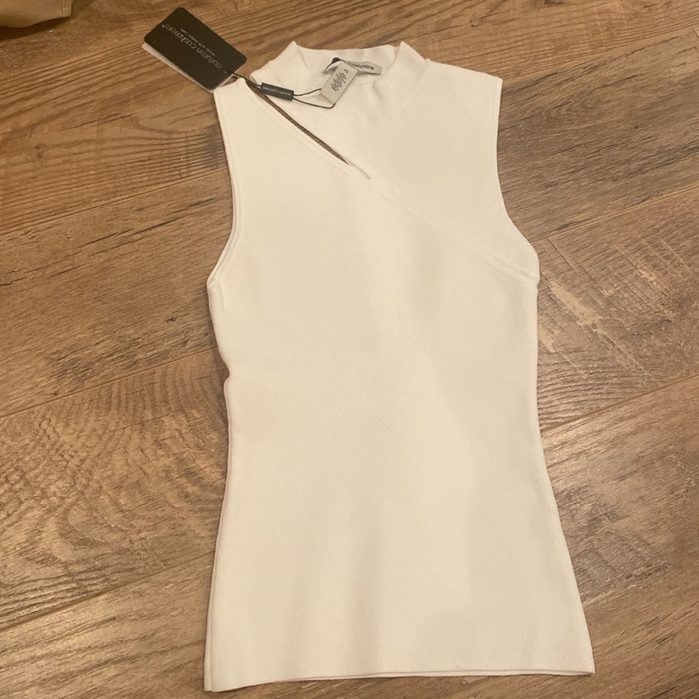 Nwt Autumn Cashmere Womenâs White Sleeveless Top With Opening Size Xs